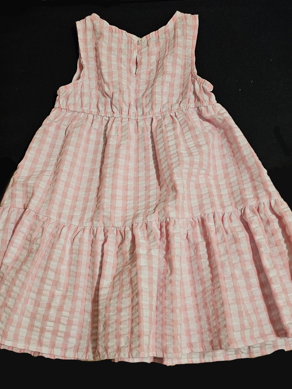 Girls Pink Gingham Tiered Sundress.